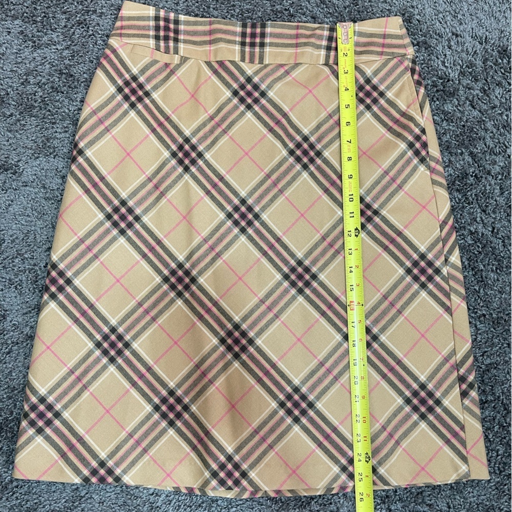 Lands’ End Tan black pink plaid wool blend knee length A-line skirt size 10 - Picture 16 of 16